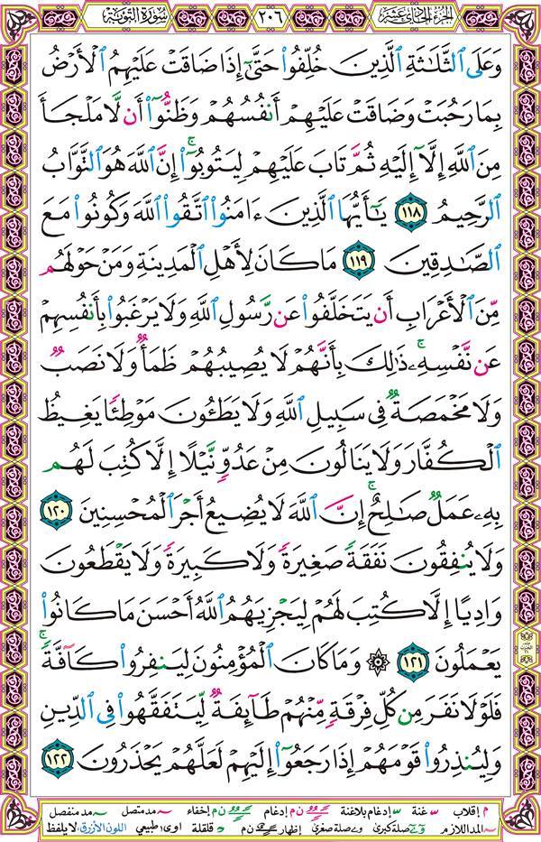 صفحة قرآن 206